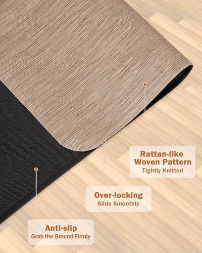 Blvornl Office Chair Mat for Hardwood Floor, 50"*63" Desk Computer Chair Mat for Hard Wood, Large Anti-Slip Hard Floor Protector for Rolling Chair, PVC Desk Rug for Office Red Brown - Image 3