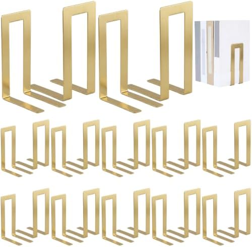 Chunful Metal Bookends, 12 Pcs, Gold, Square by Chunful