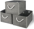 TheWarmHome Storage Bins - Medium 3 Pack Storage Baskets for Organizing Shelves | Fabric Storage Cubes Organizer for Linen Closet Nursery Home Decor Grey by TheWarmHome