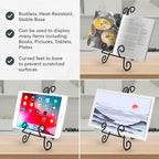 Cookbook Stand Book Holder Deluxe Book Holders for Reading Hands Free Heavy Duty Metal Recipe Book Holder Stable Book Display Stand Non-Scratch Feet Elegant Design - Image 4
