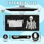 Funny Skeleton Desk Mat Set Gothic Sarcastic Skull Halloween Mouse Pad with Wrist Rest 4in1 Desk Mat for Desktop Ergonomic Keyboard Wrist Support Anti-Slip Computer Mouse Pad Home Office Gaming - Image 2