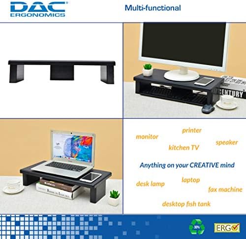 DAC STAX Ultrawide Adjustable, Stackable Desktop Computer Monitor Stand Laptop Riser, Supports up to 66 Pounds, with Keyboard Storage, Black (MP-211) - Image 4