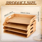 AceOrbit 4 Pcs Stackable Paper Tray Bamboo Wood Desk Organizer Letter Tray - Image 2