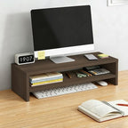 Solid Wood Monitor Stand Riser & Laptop Stand Desk Organizer - Office Accessories for PC Workspace, Computer Organization, Countertop Hutch Light Brown Log 19.7x7.9x5.2in by Unknown