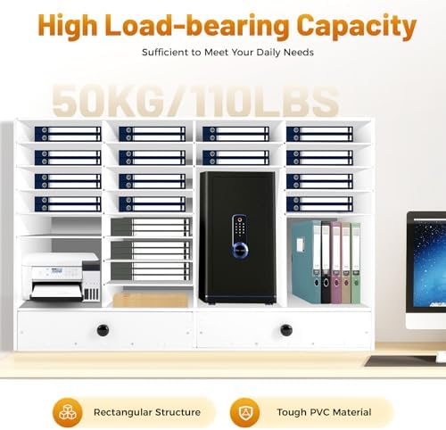 Literature Organizers, 32 Slots Compartment Adjustable File Sorter Mail Center Magazine Holder with 2 Drawer, Mail Organizer Letter Sorter for Counter, Paper Storage Cabinet Classroom Keepers - Image 5