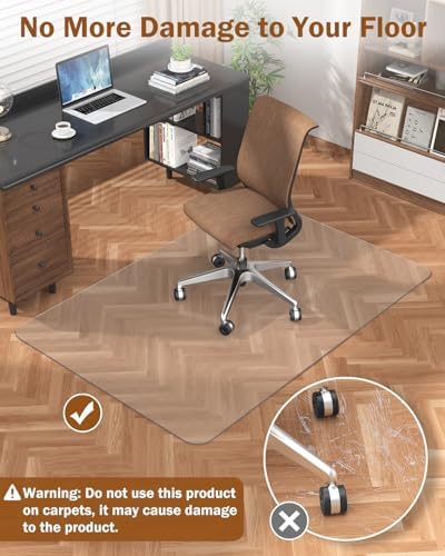 Blvornl 2 Pack Frosted Clear Chair Mat for Hardwood Floor, 45"*53" Hard Material Office Chair Mat, Memory Plastic Computer Chair Pad for Rolling Chairs, Desk Floor Rug for Office and Home - Image 3