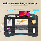 Lap Desk for Bed Adjustable Height, Foldable Bed Table with Storage Drawer, Tablet Slot & Cup Holder, Portable Laptop Stand for Bed & Sofa, Bed Desk for Adults & Kids, Black - Image 5