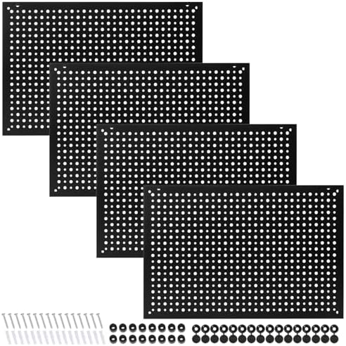 4 Pack Heavy Duty Steel Pegboard Garage Organization Panels,Universal 1/8 and 1/4 Pegboard Accessories,Suitable for Tool Storage,Garage Storage etc. (Black, 16X10.5) by Daanxw