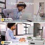BONTEC Dual Monitor Stand Riser, Adjustable Length & Swivel Angle, White - Image 4