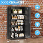 Greenvelly Metal Storage Cabinets 72” Black Garage Steel Storage Cabinet with Doors and Shelves, Metal Tool Cabinet, Steel File Cabinet for Home Office, Basement, Warehouse, Classroom（Anti Tipping） - Image 4