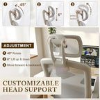 GABRYLLY Ergonomic Office Chair, High Back Home Desk Chair with Flip-Up Arms, Headrest, 90-120° Tilt and Wide Cushion, 300LBS White Mesh Chair for Work Gaming Study (GY01-NT, Woodgrain Pattern) - Image 5