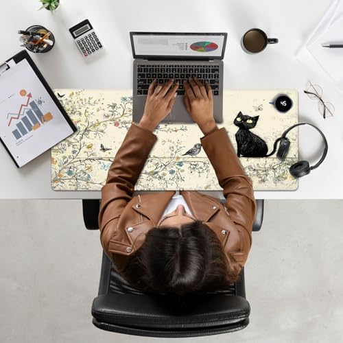 Heated Mouse Pad Hand Warmer, Warm Desk Pad Mousepad Desk Mat with 3 Levels Heating and Auto Shut Down 31.5 x 13 inch PU Leather Warmer Keyboard Mat for Gaming Laptop Office Home, Cute Black Cat - Image 7