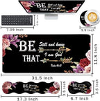 Keyboard Wrist Rest and Mouse Pad with Wrist Support Set Ergonomic Coaster,Memory Foam,Easy Typing Pain Relief,Large XL Desk Mat 31.5"x 11.8",Bible Verse Psalm 46-10 Adorable Peony Flower - Image 2