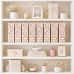 BLU MONACO | Cardboard Magazine File Holder Set of 4 | Standing File Holder with Floral Boho Design | Foldable Cardboard Bins for Shelves Desk Office Storage - Image 2