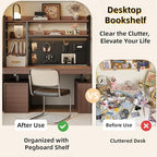 Desktop Hutch Bookshelf, 4-Tier Metal Desk Shelf for Top of Desk - Image 4