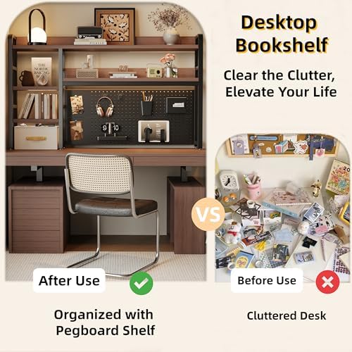 Desktop Hutch Bookshelf, 4-Tier Metal Desk Shelf for Top of Desk - Image 4