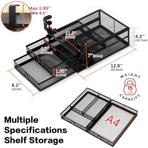 ROSYLINE Under Desk & Desktop Drawer Organizer, 2-Tier Big Capacity - Image 6