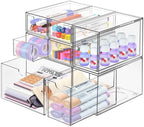 Desk Organizer with 7 Drawers, Clear, Stackable by FODIENS