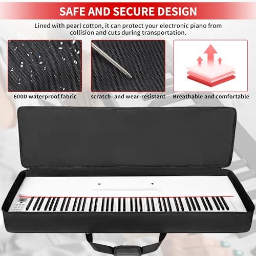 AKOZLIN 88-Key Portable Padded Keyboard Case,54"x6.7"x13" Soft Gig Bag - Image 3