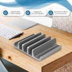 Multiple Laptop Holder Vertical – Adjustable Laptop Vertical Stand Holds 5 Devices, Fits All MacBooks Laptops Tablets and Mobiles (up to 17.3”). Closed Upright Vertical Laptop Stand for Desk - Image 4