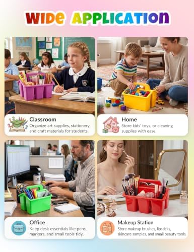 6 Pack Classroom Caddy Organizer with Handle, Table Caddy Classroom - Image 4