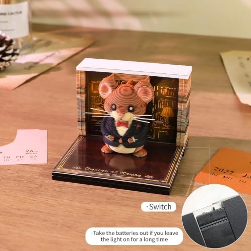 3D Memo Pad Time Piece Calendar 2027, 3D Tear-Off Art Desk Calendar 2027, Creative 3D Memo Pad Paper Art Tree House DIY Paper Carving Decoration (Mr. Mouse) - Image 3