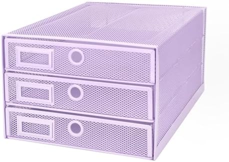EXERZ Paper Sorter 3 Tier Drawers A4 / Multifunctional Desk Organiser/Letter Tray - Documents, Magazines, Notebooks and Letters - Light Purple - Image 5