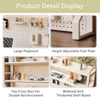 Desk Shelf, 2-tier Desktop Organizer Desk Hutch Storage Rack with Hole Plate Multi-Functional Workstation Organizer Bookcase Computer Desk for Home Office Dorm Top of Desk (45.3" Lx9.9" Wx39" H) - Image 5
