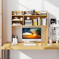 LDAILY 3-Tier Desktop Bookshelf, Wooden Desk Hutch for Computer Monitor Up to 32 Inch, Desk Organizer Shelf with Adjustable Shelf & 6 Storage Shelves, Desk Display Rack for Home Office Dorm(Burlywood) by LDAILY