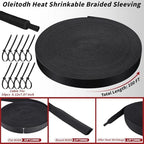 Oleitodh 100 ft 1/4 in 2:1 Heat Shrink Braided Sleeving, Black - Image 2