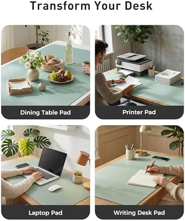 Aothia Faux Leather Desk Mat - Large Mouse Pad, Non-Slip PU Leather Blotter, Waterproof Writing Surface for Office and Home (Light Blue, 63" x 17") - Image 6
