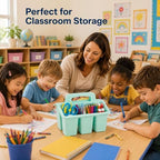 8 Pack Classroom Caddy Storage Basket with Handle (Pastel) - Image 5