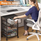 Sbanmao 4 Drawers Rolling File Cart with Wheels, Mobile File Cabinet, Black - Image 5