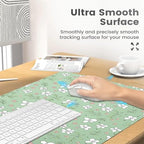 Minimalist Ditsy Floral Office Desk Mat 31.5" x 15.7" Desktop Mat PU Leather Large Mouse Pad White Mousepad Non-Slip Table Mat for Girls, Women, Home, Work, Computer, and Gaming - Image 4