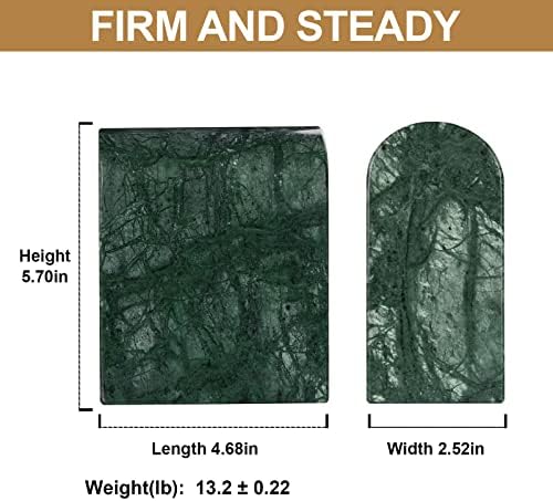 Koville Indian Natural Marble Bookends for Shelves, 13LBS Non-Slip Book Ends, Heavy Duty Marble Book Holders Organizer, Bookshelf Apartment Decor for Movies/CD/Video Games(Indian Green) - Image 5