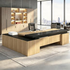 Executive Desk, L Shaped Executive Office Desk with Locking Drawer & File Cabinet, 1'' Thick Desktop, Large Office Desk with Storage, Modern Executive Computer Workstation for Home Office & Business by Unknown