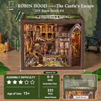 MiniCity Robin Hood Escape Book Nook Kit, Wooden Miniature House with LED - Image 2
