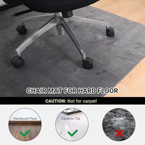 63"x51" Office Chair Mat for Hardwood Floor, Flannel Fabric Desk Rug for Hard Surface, Protector Floor Mat for Home Office (Grey) - Image 4