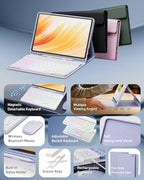 Case Keyboard for Amazon Kindle Fire HD 10&10 Plus 11/13th Gen 10.1 inch 2021&2023, Detachable Wireless Backlit Keyboard with Mouse, Lightweight Stand Cover with Pen Holder (Light Purple) - Image 2