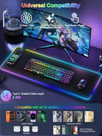 Mouse Pad with 15W Wireless Charging, RGB Gaming Desk Mat, 31.5"x11.8" - Image 2