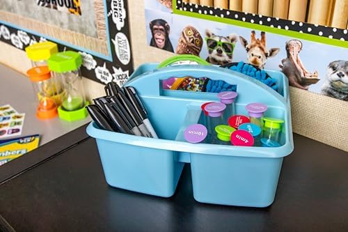 Teacher Created Resources Light Blue Portable Plastic Storage Caddy 6-Pack for Classrooms, Kids Room, and Office Organization, 3 Compartments - Image 6