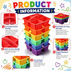 6 Pcs Plastic Classroom Caddy with Handle 4 Compartment Red Classroom Caddies Organizer Classroom Caddy Portable for Teachers, Art Craft Crayon Marker Holder Baskets (Red) - Image 2