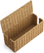 Handwoven Natural Raffia Cable Management Box with Lid – Decorative Cord Organizer for Power Strips, Surge Protectors & Charging Cables – Woven Storage Basket for Home & Office (Natural Raffia) - Image 7
