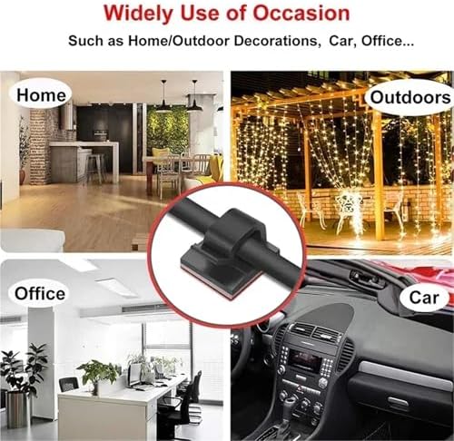 Adhesive Cable Clips 40/80/120pcs Clamp Wire Organizer Self-adhesive Fixed Unmarked Clip Punch-free Desktop Car Office Wall Holder For Under Desk, Car(Black-80pcs) - Image 2