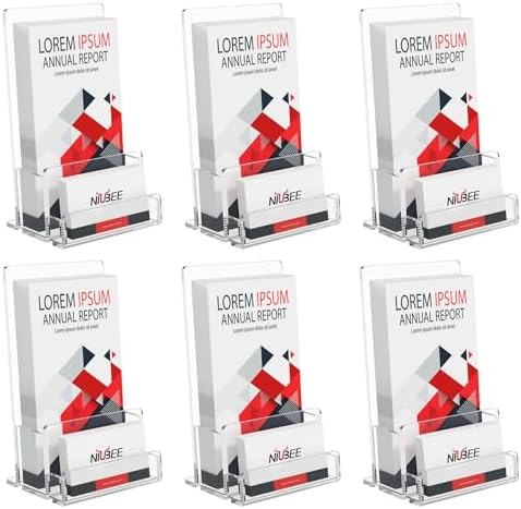 NIUBEE 6 Packs Acrylic Brochure Holder 4‘’, Pamphlet Flyer Display Stand by NIUBEE