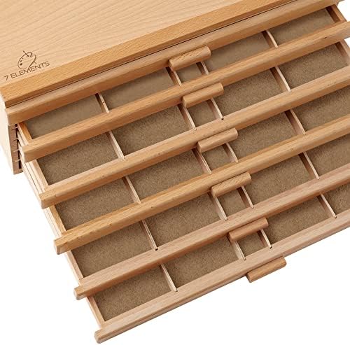 7 Elements 10 Drawer Wooden Artist Storage Supply Box for Pastels, Pencils, Pens, Markers, Brushes and Tools - Image 6