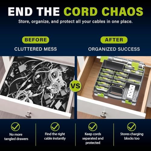 Ontel Cord Daddy Pro, Cord Organizer Case for Cables and Chargers, Tech & Electronics Organizer | Holds Cords, Cables, Chargers & Accessories | Compact Zip Case - Image 3