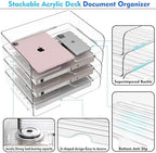 Paper Organizer Letter Tray, 4-Pack Acrylic File Organizer, Clear - Image 6