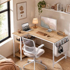 Grandder L Shaped Computer Desk with Reversible Shelves, 40 Inch Small Corner Desk with Storage Bag, Gaming Desk Computer Table Study Writing Table for Home Office Bedroom Small Space, Oak - Image 2