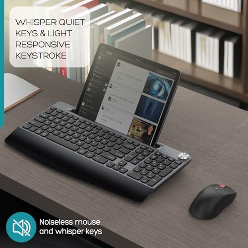 GAMCATZ Ergonomic Wireless Keyboard and Mouse with Wrist Rest，Phone Holder - 2.4GHz Full-Sized Low-Profile Quiet Wireless Mouse and Keyboard Combo for Computer, Laptop, PC, Mac-Black - Image 6